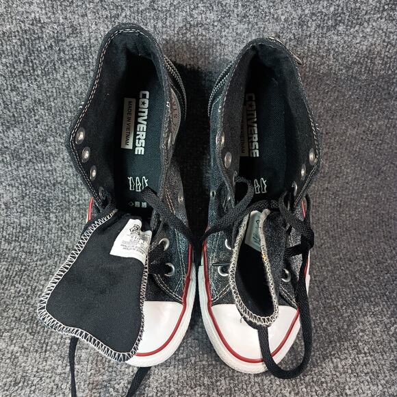 Converse Chuck Taylor Tri Zip Women Size 7 Black Grey Denim Sparkle Wash - Picture 6 of 9